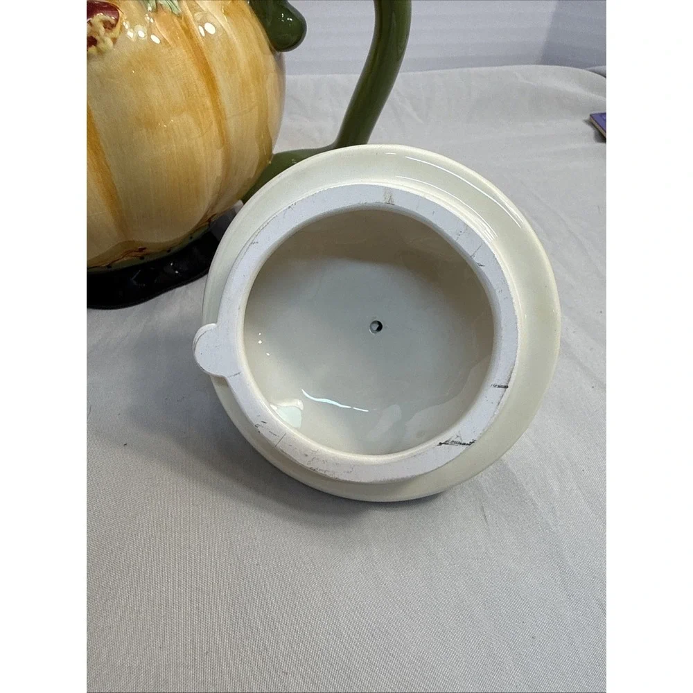 MWW Market Annie Danielson Pumpkin Teapot Fruit Pear Lid Fall Harvest Ceramic